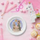 Manger Carol遠くに歌詞金ゴールド文字出生 ペーパープレート (パーティー)