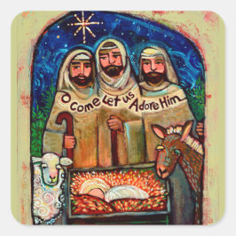 Manger Christmas Stickersの羊飼い スクエアシール