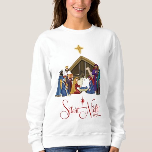 Manger Scene Christmas SweatshirtまたはTシャツ スウェットシャツ (正面)