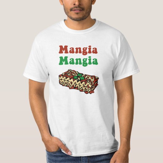 Mangia Mangiaのイタリアンな食糧Tシャツ Tシャツ (正面)