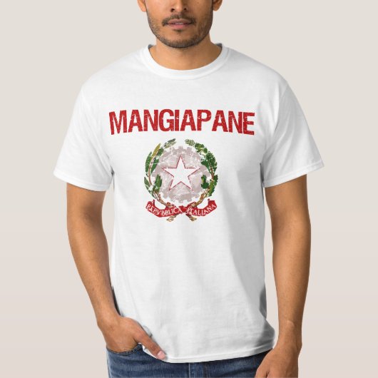 Mangiapaneのイタリア人の姓 Tシャツ (正面)
