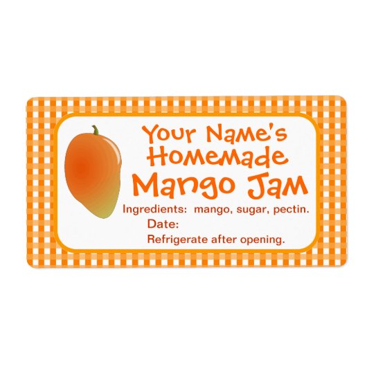 Mangoパーソナライズされた Jam Canning Jar Labelsスタンプ ラベル (正面)