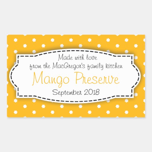 Mango保存ジャムオレンジの食品ラベルのシール 長方形シール (正面)
