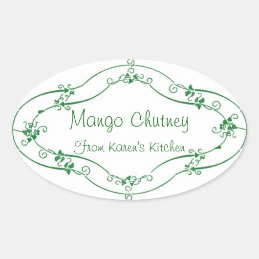 Mango Chutneyカスタマイズ可能なラベル 楕円形シール (正面)