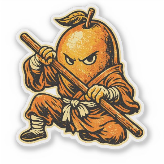 Mango Monk — Funny Tropical Fruit Shaolin Warrior  シール (正面)