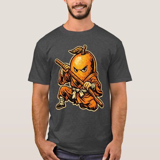 Mango Monk — Funny Tropical Fruit Shaolin Warrior  Tシャツ (正面)