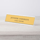 Mango Yellow Professional Modern Plain Minimalist デスクネームプレート (正面)