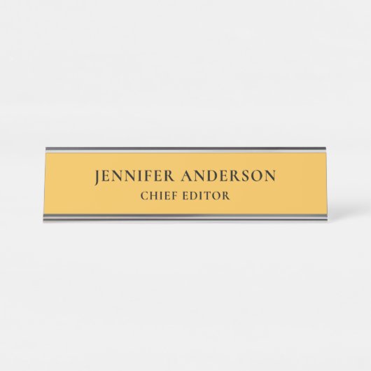 Mango Yellow Professional Modern Plain Minimalist デスクネームプレート (正面)