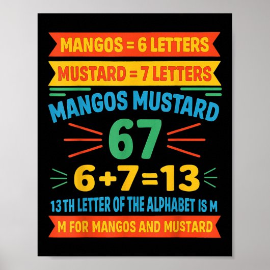 Mangos Mustard 67 Tee Funny Alphabet Code M Meme F ポスター (正面)