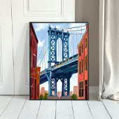 Manhattan Bridge New York City Painting ポスター