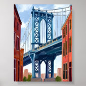 Manhattan Bridge New York City Painting ポスター (正面)