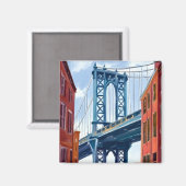 Manhattan Bridge New York City Painting マグネット (正面/裏面)