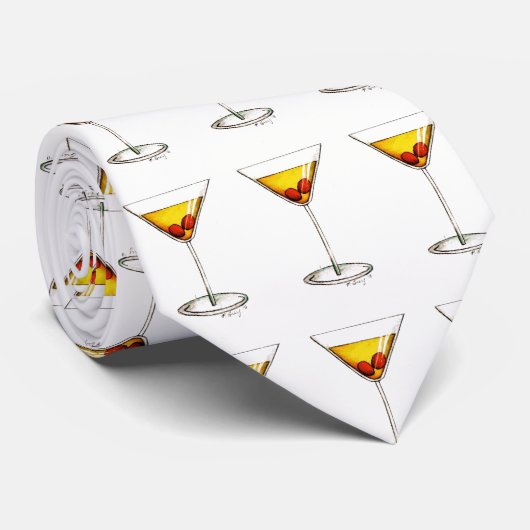 Manhattan Cocktail Glass New York City Mixed Drink ネクタイ (ロール)