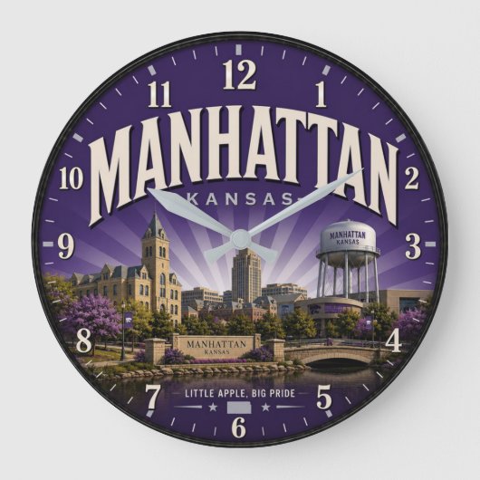 Manhattan Kansas  Little Apple ラージ壁時計 (正面)