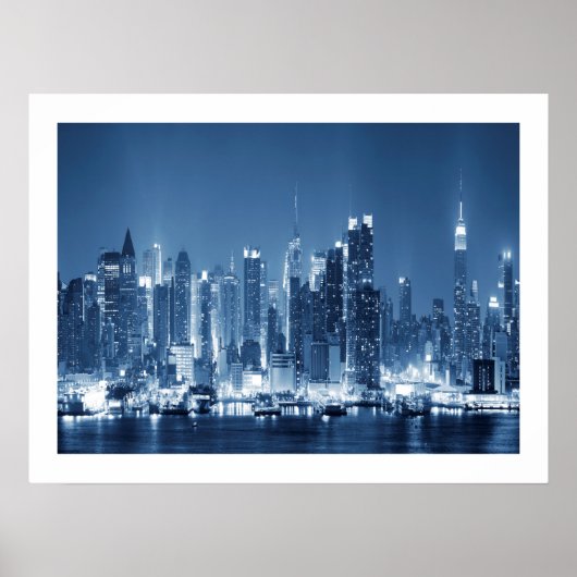 Manhattan New-York City Panoramic View Wood Poster ポスター (正面)