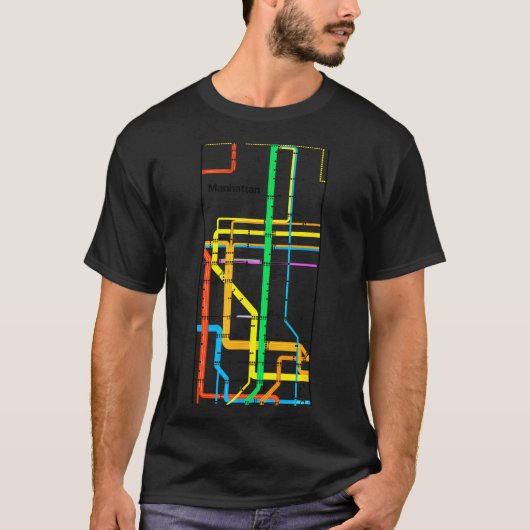 Manhattan New York Nyc Subway Map Retro Rail Trans Tシャツ (正面)
