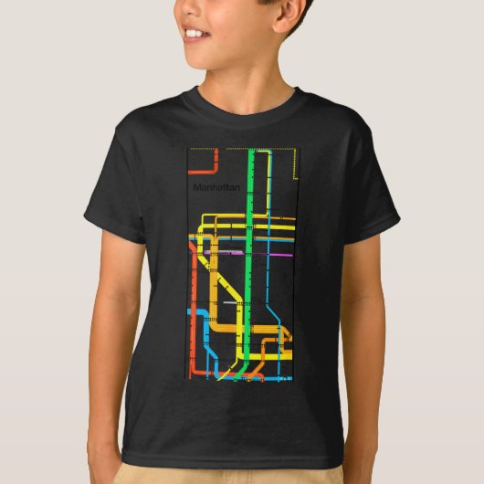 Manhattan New York Nyc Subway Map Retro Rail Trans Tシャツ (正面)