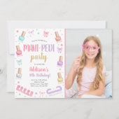 Mani-Pedi Party Manicure and Pedicure Bow Birthday 招待状 (正面)