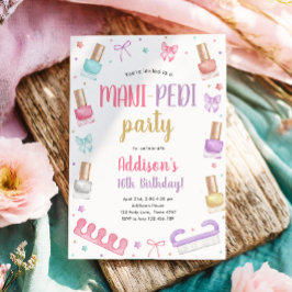 Mani-Pedi Party Manicure and Pedicure Bow Birthday 招待状