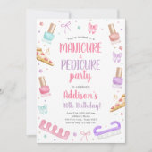 Manicure and Pedicure Bow Mani-Pedi Party Birthday 招待状 (正面)