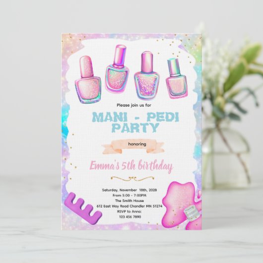 Manicure pedicure spa party invitation 招待状 (スタンド正面)
