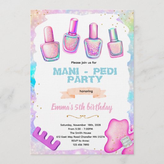 Manicure pedicure spa party invitation 招待状 (正面)