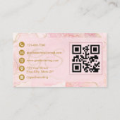 Manicurist Blush Pink Gold Agate QR Code 名刺 (裏面)