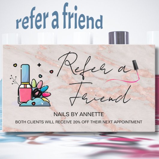 Manicurist Nail Tech Refer a Friend Rose Gold  名刺
