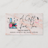 Manicurist Nail Tech Rose Marble Gift Certificate  名刺 (正面)