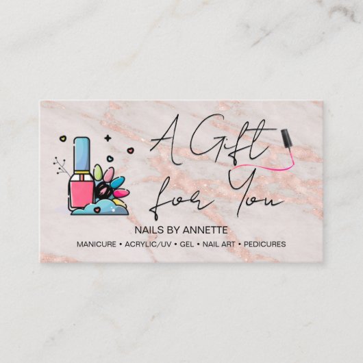 Manicurist Nail Tech Rose Marble Gift Certificate  名刺 (正面)