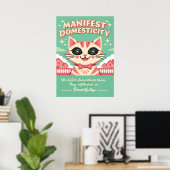 Manifest Domesticity Cat Illustration ポスター (ホームオフィス)