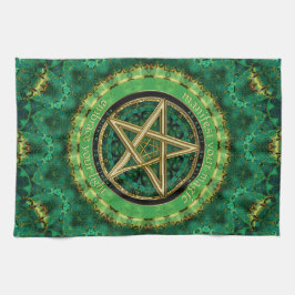 Manifest Your Magic Golden Pentacle Nature Green キッチンタオル