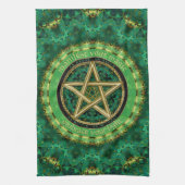 Manifest Your Magic Golden Pentacle Nature Green キッチンタオル (縦)