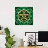 Manifest Your Magic Golden Pentacle Nature Green ポスター (ホームオフィス)