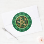 Manifest Your Magic Golden Pentacle Nature Green ラウンドシール (封筒)