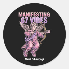 Manifesting 67 Vibes Streetwear Cupid Vintage 90s  ラウンドシール