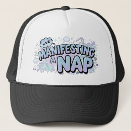 Manifesting A Nap Funny Sleepy Pastel Comic キャップ