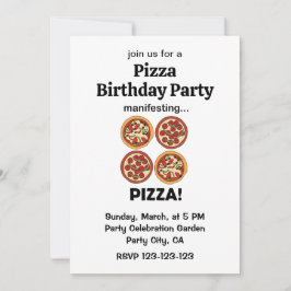 Manifesting Pepperoni Pizza Birthday Party 招待状
