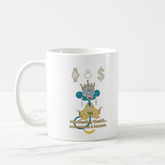 Manifesting Wealth Monkey zen art  コーヒーマグカップ (左)