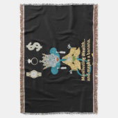Manifesting Wealth Monkey zen art スローブランケット (正面縦)