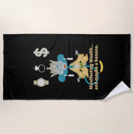 Manifesting Wealth Monkey zen art  ビーチタオル
