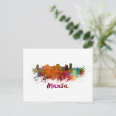 Manila skyline in watercolor ポストカード (スタンド正面)