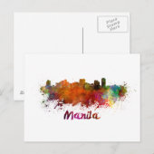Manila skyline in watercolor ポストカード (正面/裏面)