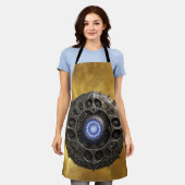 Manipulated Julia Fractal On Gold Background エプロン (着用した状態)