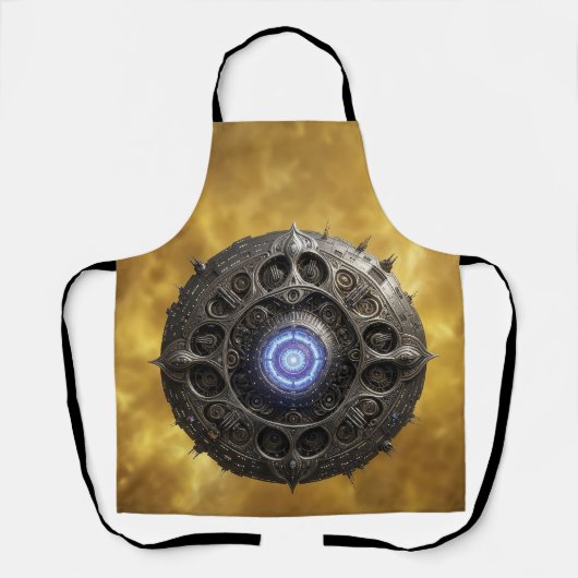 Manipulated Julia Fractal On Gold Background エプロン (正面)