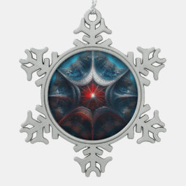 Manipulated Mandelbrot with Starburst Center  スノーフレークピューターオーナメント