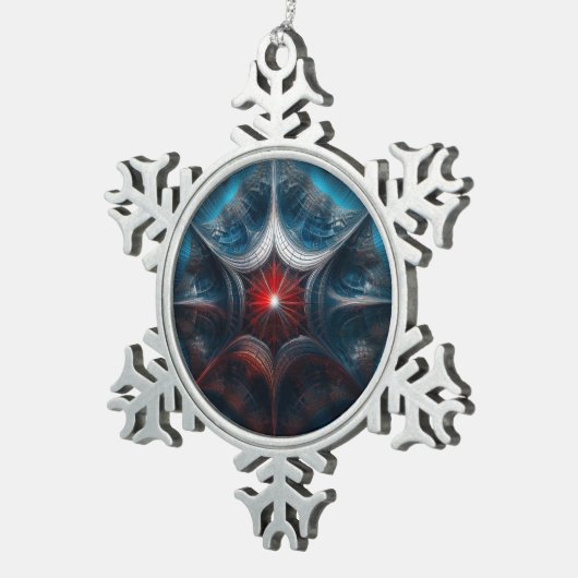 Manipulated Mandelbrot with Starburst Center スノーフレークピューターオーナメント (右)