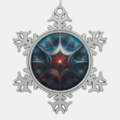 Manipulated Mandelbrot with Starburst Center スノーフレークピューターオーナメント (正面)