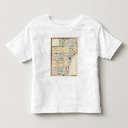 Manitowoc郡、ウィスコンシンの州の地図 トドラーTシャツ (正面)