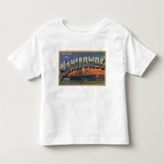 Manitowoc、ウィスコンシン-大きい手紙場面 トドラーTシャツ (正面)